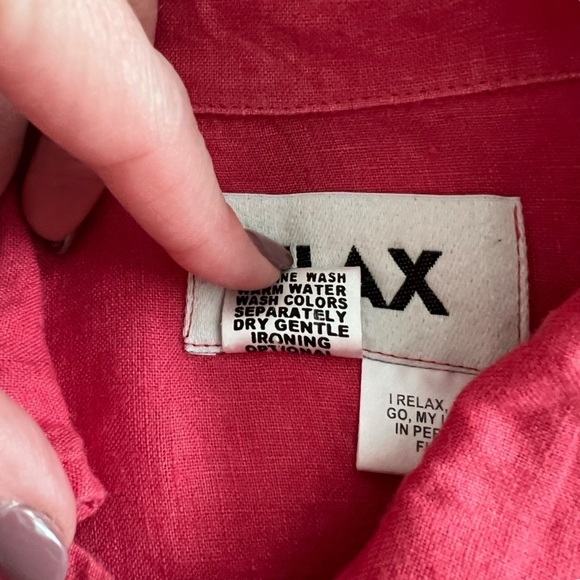 FLAX - Long Sleeve 100% Linen Button Down Shirt Blouse Sz S - Picture 8 of 8